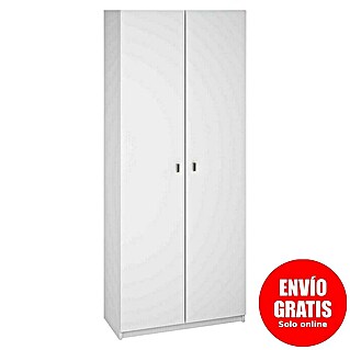Meka Block Armario multiusos de madera K-8004 (35,6 x 75 x 180 cm, Blanco, Número de puertas: 2 ud., Espesor: 16 mm)