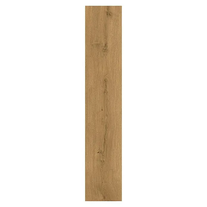 Vinylboden Rigid - Eiche Selfoss, Landhausdiele, 1.220 x 229 x 5,5 mm - Nahaufnahme einer einzelnen Holzplanke mit einer markanten Maserung und einer warmen, natürlichen Farbgebung.