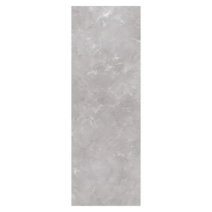 Wandpaneel Marble Lombard - 260 cm x 90 cm x 4 mm, Grau - Elegante Marmorfliese in Grautönen mit feinen weißen Adern für eine luxuriöse Raumgestaltung. Die Fliese besticht durch ihre natürliche Optik und hochwertige Verarbeitung.