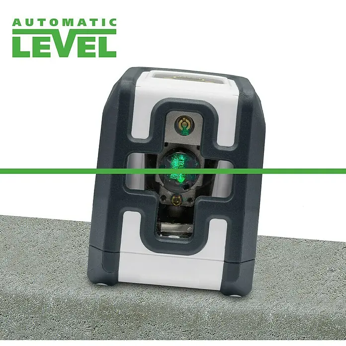 Laserliner Kreuzlinienlaser Smartcross GX - Messgenauigkeit: ± 0,3 mm/m, Mit Stativ - Ein automatischer Kreuzlinienlaser projiziert eine grüne Laserlinie, ideal für präzise Ausrichtungen bei Bau- und Renovierungsarbeiten.