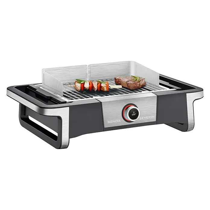 Severin Elektrogrill PG 8114 Senoa Digital Boost - Grillfläche (B x T): 41,5 x 24 cm, 3 kW - Severin SENOA DigitalBoost Elektrogrill mit Speisen, perfekt für Grillabende drinnen und draußen, benutzerfreundlich und leicht zu reinigen.