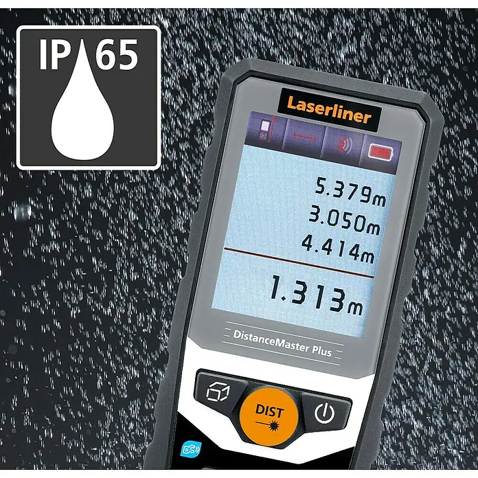 Laserliner Laserentfernungsmesser DistanceMaster Plus 80 - Messbereich: 0,05 - 80 m - Das Laserliner DistanceMaster Plus ist ein robustes und wasserdichtes (IP65) Laser-Entfernungsmessgerät für präzise Messungen im Innen- und Außenbereich.