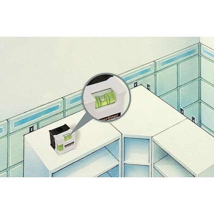 Laserliner Linienlaser Lasercube - Max. Arbeitsbereich: 5 m - Ein Mini-Wasserwaagen-Werkzeug mit der Bezeichnung Laserliner-Präzision, perfekt für genaue Messungen bei Bauprojekten oder für Heimwerker.