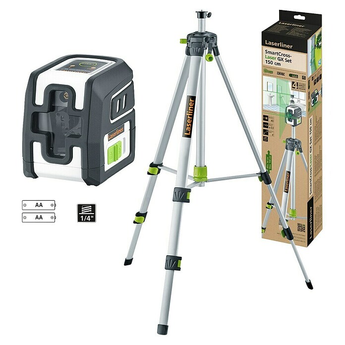 Laserliner Kruislijnlaser SmartCross-Laser GX Set 150 cm (Meetnauwkeurigheid: ± 0,3 mm/m, Met statief) | BAUHAUS
