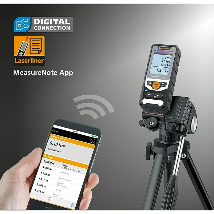 Laserliner Laserentfernungsmesser DistanceMaster Plus 80 - Messbereich: 0,05 - 80 m - Laserliner Distanzmesser mit App-Anbindung zur einfachen Messdatenverwaltung.