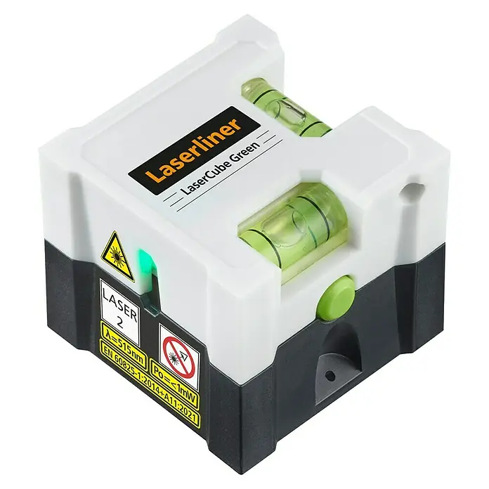 Laserliner Linienlaser Lasercube Green - Max. Arbeitsbereich: 0 m - 10 m - Laserliner LaserCube Green: Kompaktes, grünes Laser-Nivelliergerät für präzise Ausrichtung bei Bau- und Renovierungsarbeiten.