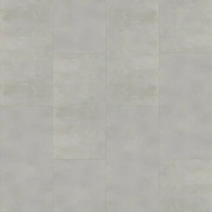 Vinylbodenmuster Rigid Fliese San Sebastian - 297 x 180 x 5,5 mm, Steinoptik - Abbildung von Bodenfliesen in einem neutralen Farbton mit einer dezenten, gesprenkelten Textur, die eine moderne und schlichte Ästhetik vermitteln.