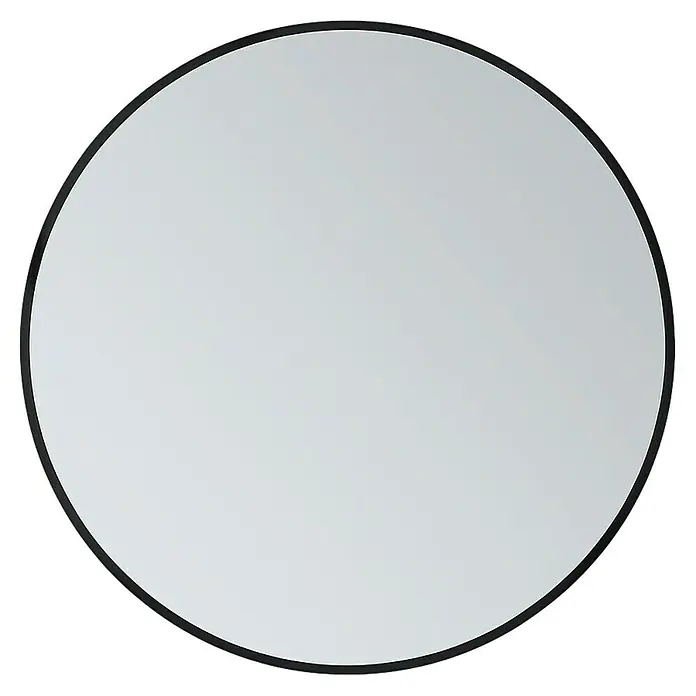 Bath Stage Espejo con luz B-953 - Diámetro: 80 cm, Negro, Blanco frío - Lámpara de pared redonda con borde negro y superficie clara, mostrando un diseño moderno y minimalista.
