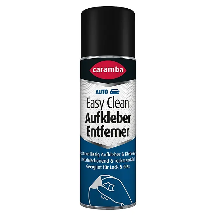 Caramba Kleberentferner Easy Clean - 300 ml - Caramba Easy Clean Aufkleber Entferner in einer Sprühdose mit schwarzem Deckel, ideal zum Entfernen von Aufklebern und Kleberesten von Autooberflächen.
