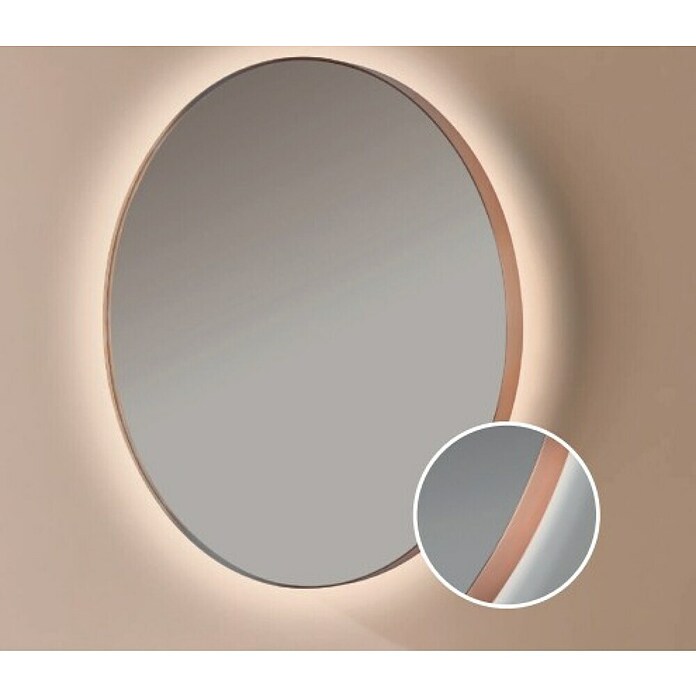 Bath Stage Espejo con luz LED B-960 (Diámetro: 100 cm, Oro rosa, Blanco frío) | BAUHAUS