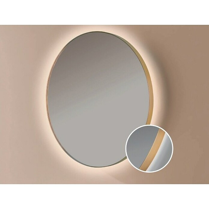 Bath Stage Espejo con luz B-960 (Diámetro: 60 cm, Oro viejo, Blanco frío) | BAUHAUS