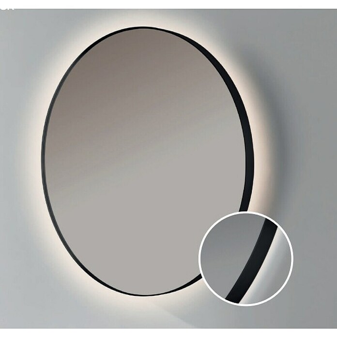 Bath Stage Espejo con luz B-960 (Diámetro: 60 cm, Negro, Blanco frío) | BAUHAUS