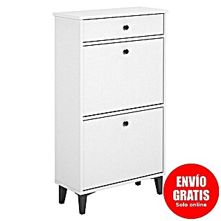 Meka Block Zapatero K-307 (L x An x Al: 25 x 61 x 110 cm, Blanco Soft, Número de compartimentos: 2 ud.)