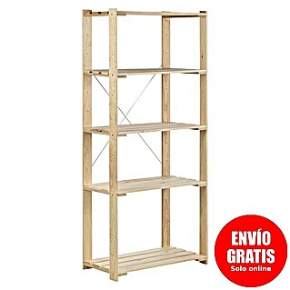 Astigarraga Evolution Estantería de madera (Al x An x Pr: 174,5 x 76,7 x 38,5 cm, Número de baldas: 5 ud., Atornillado, Natural)