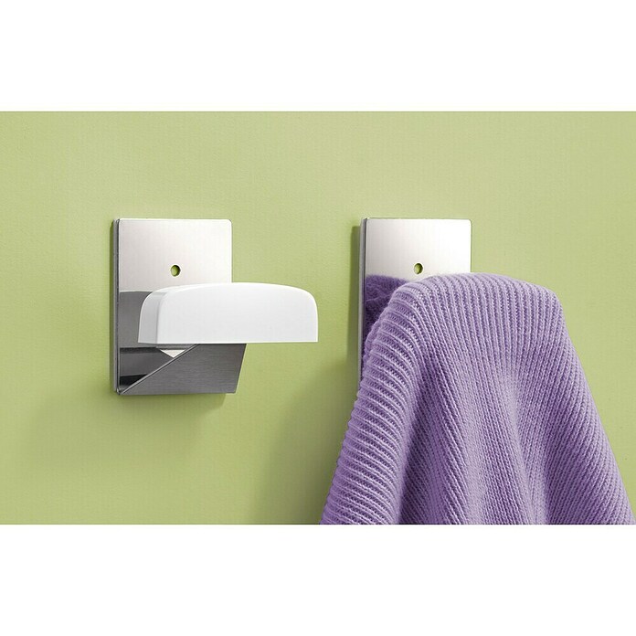 Inofix Colgador adhesivo 2045 (1 ud., Cromo, Cuadrado)