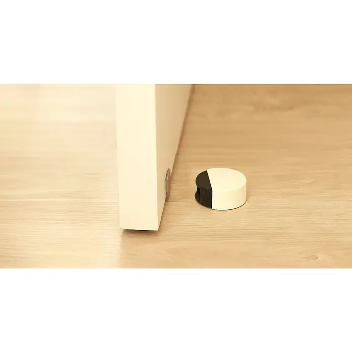 Inofix Tope de puerta 2037 - Acero inoxidable, Beige - Este tope blanco y negro mantiene la puerta abierta y protege la pared de daños. Es ideal para cualquier hogar u oficina.