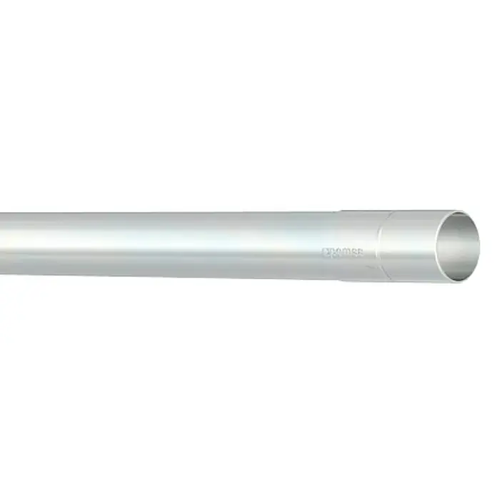 Rexel Tubo metálico - EN 20, 300 cm, Blanco, 1 ud. - Primer plano de un tubo de PVC plateado y elegante, que muestra su atractivo industrial y durabilidad para diversas aplicaciones.