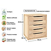 Astigarraga Cajonera Natura (L x An x Al: 30 x 39 x 45,8 cm, Número de cajones: 5 ud., Madera, Beige) | BAUHAUS