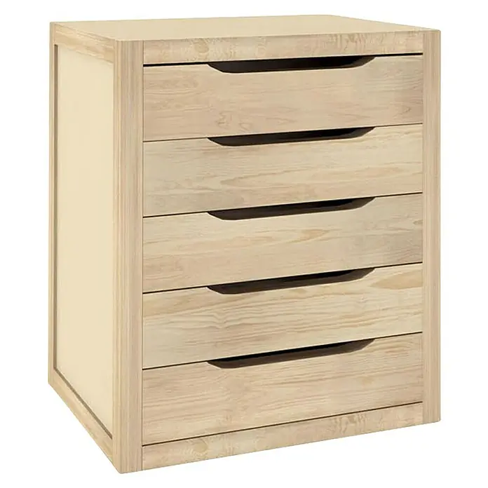 Astigarraga Cajonera Natura - L x An x Al: 30 x 39 x 45,8 cm, Número de cajones: 5 ud., Madera, Beige - Cómoda de madera con cinco cajones y diseño sencillo, ideal para dormitorio o sala de estar.