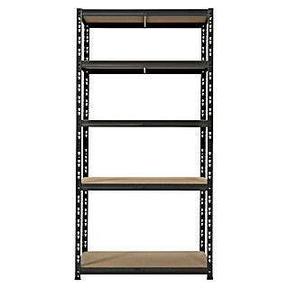Regalux Metallregal (H x B x T: 180 x 90 x 40 cm, Traglast pro Boden: 175 kg, Anzahl Böden: 5 Stk., Stecken, Blau-Grau)