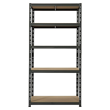 Regalux Metallregal (H x B x T: 180 x 90 x 40 cm, Traglast pro Boden: 175 kg, Anzahl Böden: 5 Stk., Stecken, Blau-Grau)