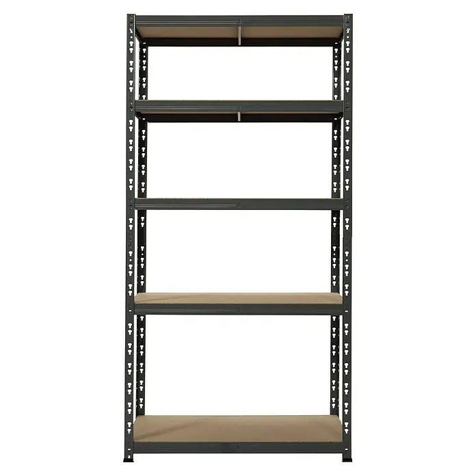 Regalux Metallregal - H x B x T: 180 x 90 x 40 cm, Traglast pro Boden: 175 kg, Anzahl Böden: 5 Stk., Stecken, Blau-Grau - Ein stabiles Metallregal mit fünf Regalböden. Ideal zur Aufbewahrung und Organisation von Gegenständen in Garage, Keller oder Lagerraum.