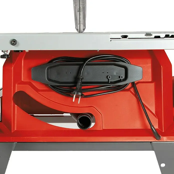 Einhell Tischkreissäge TE-CC 250 UF - 2.000 W, Durchmesser Sägeblatt: 250 mm - Tischkreissäge mit rotem Gehäuse und schwarzem Kabelaufroller zur einfachen Aufbewahrung des Stromkabels.