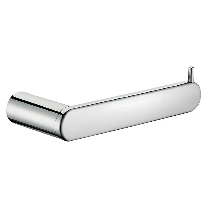 Bath Stage B-Moon Portarrollos de reserva - Sin tapa, Cromo, Brillante, Redonda - Primer plano de un portarrollos de papel higiénico cromado con acabado brillante y diseño minimalista sobre un fondo negro contrastante.