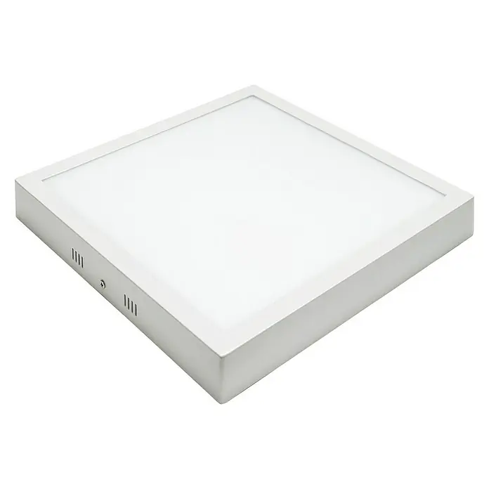 Alverlamp Plafón LED - 50 W, L x An x Al: 50 x 50 x 4 cm, Blanco, Blanco cálido - Primer plano de una lámpara de techo LED cuadrada con marco blanco y diseño minimalista, ideal para interiores modernos.