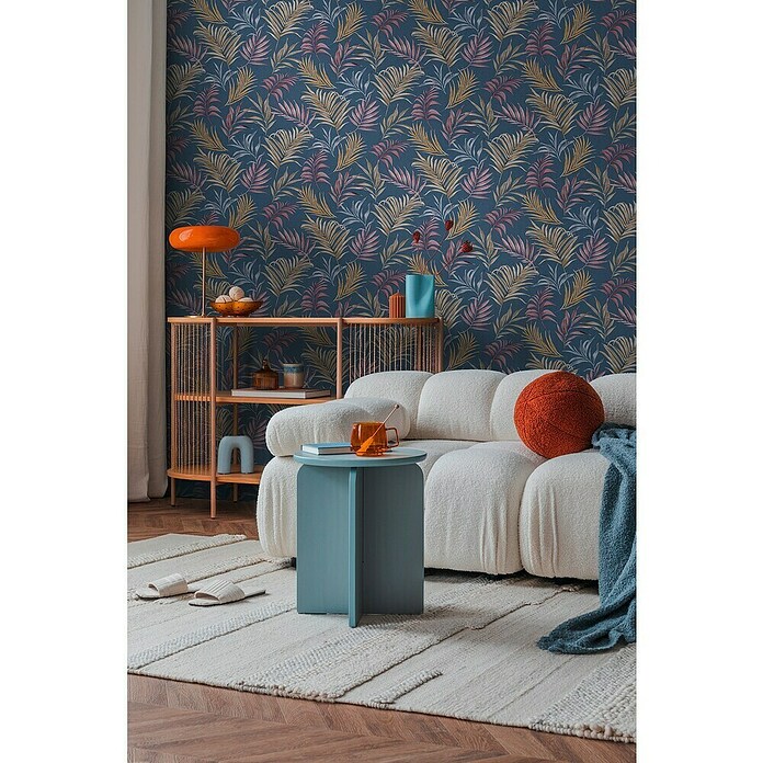 A.S. Création Cosmoliving by Cosmopolitan Papel pintado de vellón Hojas (Azul-lila-amarillo, Floral, 10,05 x 0,53 m) | BAUHAUS