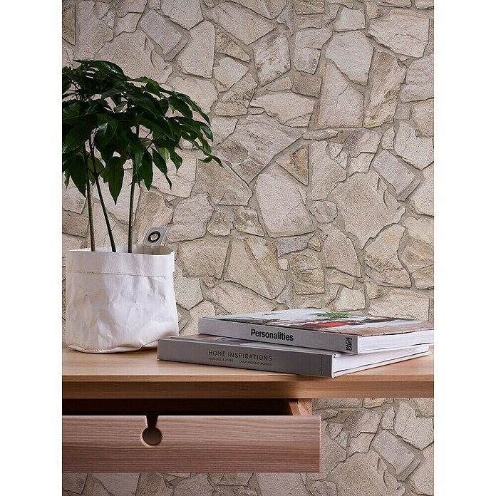 A.S. Création Papel pintado de vellón Piedra (Beige, Efecto piedra, 10,05 x 0,53 m) | BAUHAUS