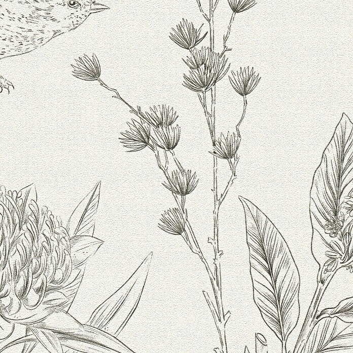 A.S. Création Papel pintado de vellón Flores y Animales (Beige, Floral, 10,05 x 0,53 m) | BAUHAUS