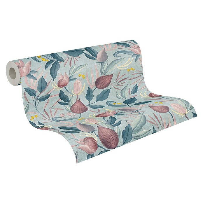 A.S. Création Cosmoliving by Cosmopolitan Papel pintado de vellón Flores (Azul-rosa-fucsia, Floral, 10,05 x 0,53 m) | BAUHAUS