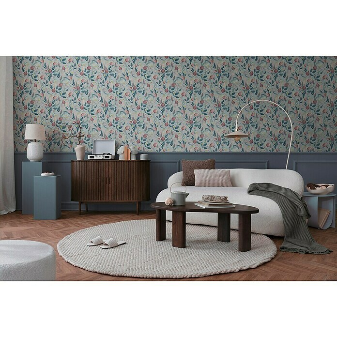 A.S. Création Cosmoliving by Cosmopolitan Papel pintado de vellón Flores (Azul-rosa-fucsia, Floral, 10,05 x 0,53 m) | BAUHAUS