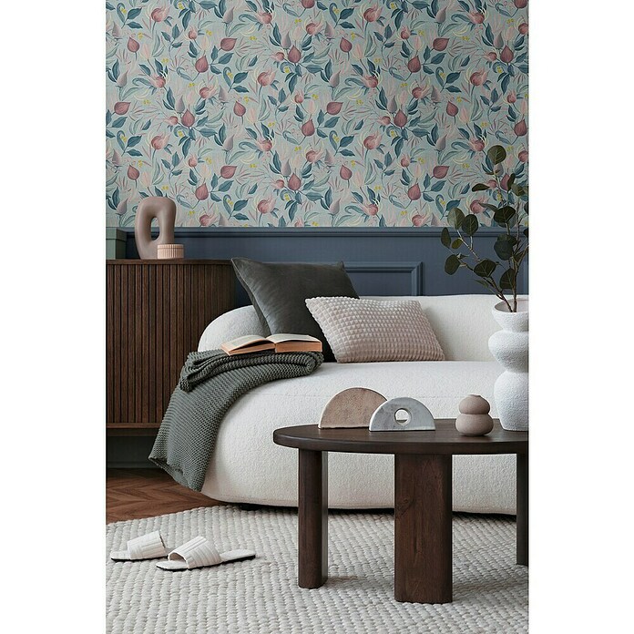 A.S. Création Cosmoliving by Cosmopolitan Papel pintado de vellón Flores (Azul-rosa-fucsia, Floral, 10,05 x 0,53 m) | BAUHAUS