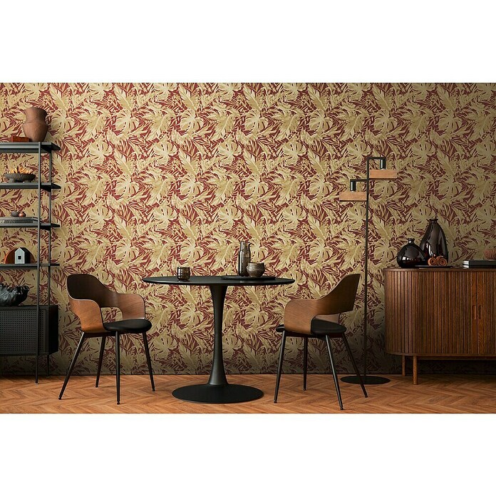 A.S. Création Cosmoliving by Cosmopolitan Papel pintado de vellón Hojas (Rojo-dorado-marrón, Floral, 10,05 x 0,53 m) | BAUHAUS