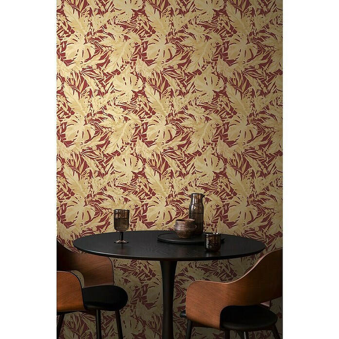 A.S. Création Cosmoliving by Cosmopolitan Papel pintado de vellón Hojas (Rojo-dorado-marrón, Floral, 10,05 x 0,53 m) | BAUHAUS