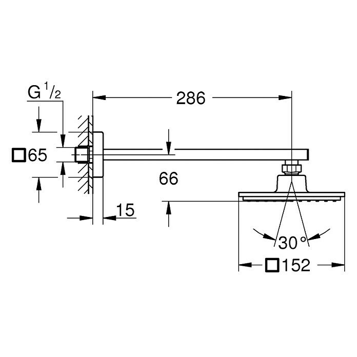 Grohe Euphoria Cube Kopfbrausen-Set15,2 x 15,2 cm, 9,5 l/min bei 3 bar, Chrom Front View