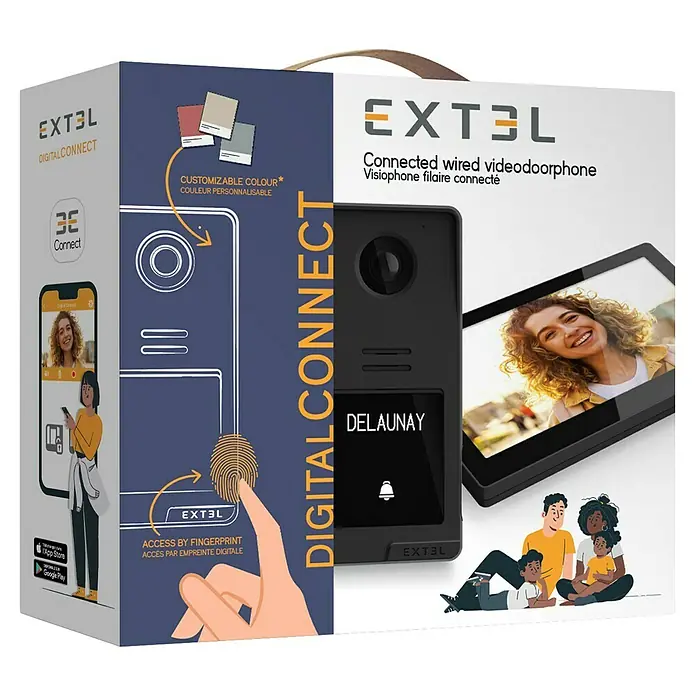 Extel Farb-Video-Türsprechanlage Smart kabelgebunden mit Fingerabdruckleser -  - Das Extel Digital Connect Videosprechanlagen-Set bietet eine sichere und moderne Lösung für die Hauskommunikation.