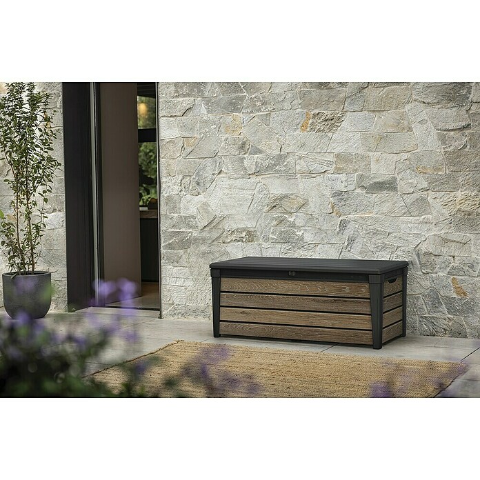 Keter Baúl para jardín Porto (L x An x Al: 145 x 70 x 60 cm, Walnut, Plástico) | BAUHAUS