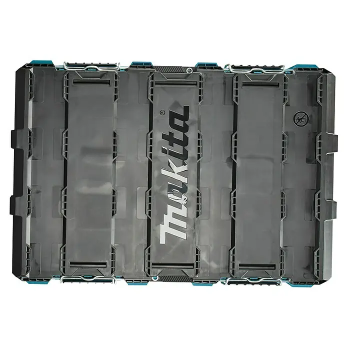 Makita Werkzeugkasten Maktrak L - Kunststoff, L x B x H: 80,2 x 56,5 x 25,2 cm - Makita Aufbewahrungskoffer, ideal für Werkzeuge und Zubehör. Robustes Design für den professionellen Einsatz und den Transport.