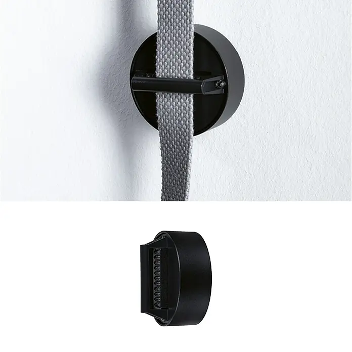 Paulmann ULine Erweiterungs-Set Gurthalter - 7,2 x 3 cm, Schwarz, Gesamtstückzahl: 1 Stk. - Wandmontierte Yoga-Gurt-Halterung aus schwarzem Metall, modernes Design für die einfache Aufbewahrung von Yoga-Zubehör im Studio oder zu Hause.