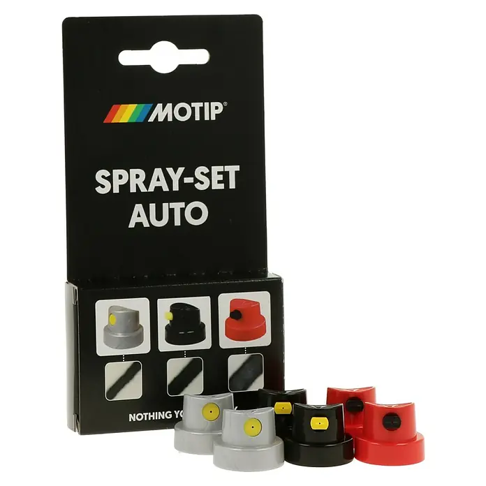 Motip Sprühkopf-Set - Passend für: Duplicolor & Motip Sprühdosen, 6 Stk. - Motip Spray-Set Auto: Verschiedene Sprühköpfe für präzise Lackierarbeiten. Ideal für professionelle Ergebnisse und vielseitige Anwendungen im Automobilbereich.