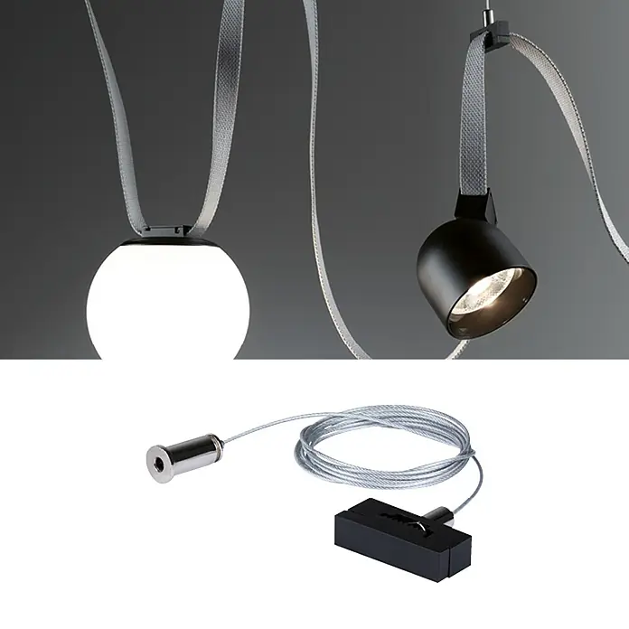 Paulmann ULine Abhängung - L x B x H: 1,5 x 4,5 x 2,1 cm, Schwarz - Produktansicht: Pendelleuchten und Montagezubehör für individuelle Beleuchtungslösungen im modernen Design.