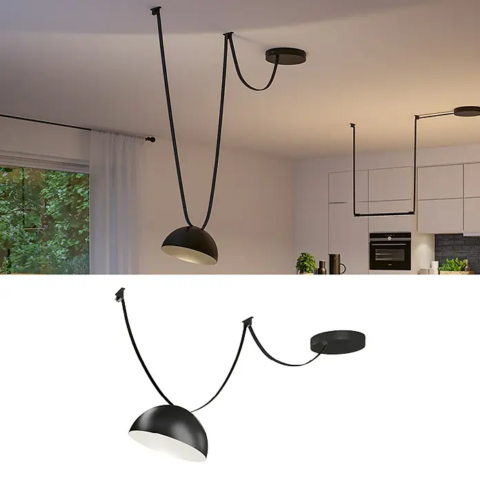 Paulmann ULine LED-Pendelleuchte rund Bol Set - 14 W, Ø x L: 25 x 500 cm, Schwarz, Warmweiß - Elegante schwarze Hängelampe mit verstellbarer Aufhängung. Das moderne Design verleiht jedem Raum einen Hauch von Stil.