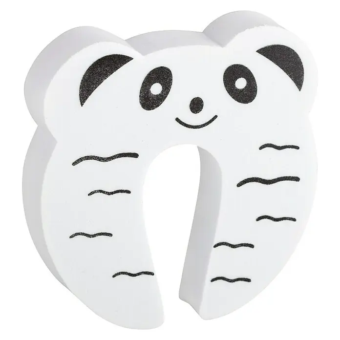 Tür- & Fensterstopper Haustier - L x B x H: 7 x 11 x 2 mm, Kunststoff, Weiß/Schwarz - Panda-förmiger Türstopper aus weichem Material, ideal um Türen sicher offen zu halten und Kinder vor dem Einklemmen zu schützen.