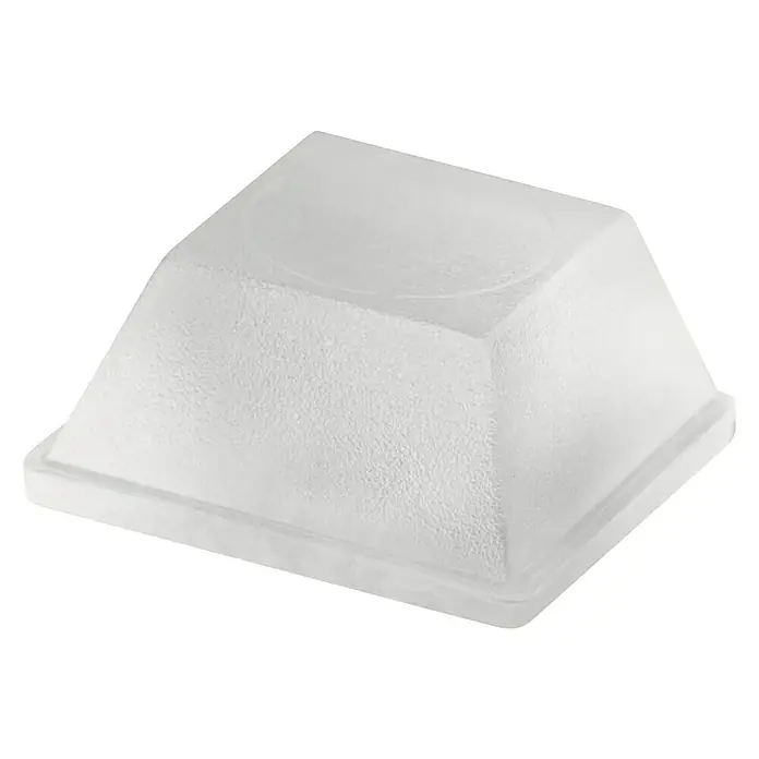Türpuffer - B x H: 12 x 12 mm, Transparent, 4 Stk. - Nahaufnahme einer weißen quadratischen Kunststoffschale, die ein einfaches, aber praktisches Design für die Aufbewahrung und den Transport von Lebensmitteln zeigt.