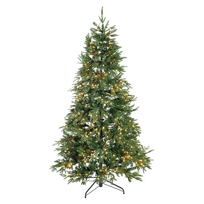 50 NRTH Künstlicher Weihnachtsbaum Sherwood - Höhe: 210 cm, Grün, LED-Beleuchtung - Eine wunderschöne, beleuchtete künstliche Tanne mit einem stabilen Ständer, ideal für festliche Dekorationen und saisonale Freude.