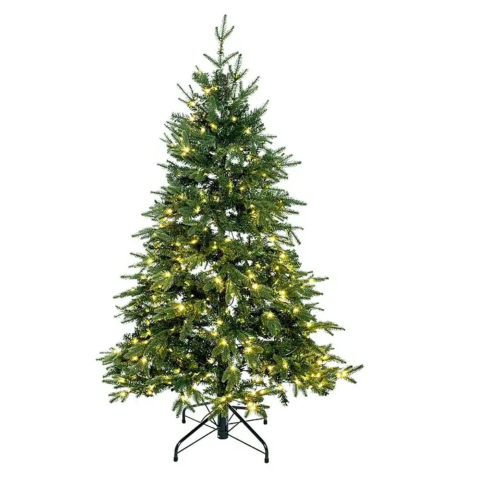 50 NRTH Künstlicher Weihnachtsbaum Sherwood - Höhe: 150 cm, Grün, LED-Beleuchtung - Ein funkelnder, künstlicher Weihnachtsbaum mit warmweißen Lichtern, der eine festliche Atmosphäre verbreitet und ein harmonisches Ambiente schafft.