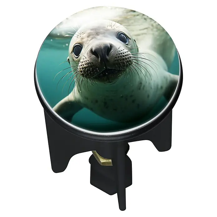 Wenko Design-Excenterstopfen - Pinnipeida, Durchmesser: 3,9 cm - Der niedliche Seehund-Telefonhalter bietet einen sicheren Halt für Ihr Gerät und ist ein echter Hingucker auf jedem Tisch.